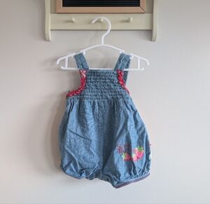 Faded Glory Blue Romper with Pink Details